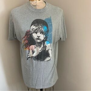 Vintage 80s Mens Med Single Stitch 86 Les Miserables Broadway Play T-Shirt Gray